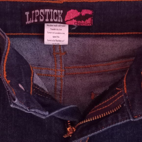 LIPSTICK  💄BLUE SHAPING STRETCH JEANS Women's Size 9/10 💋 - Picture 2 of 3
